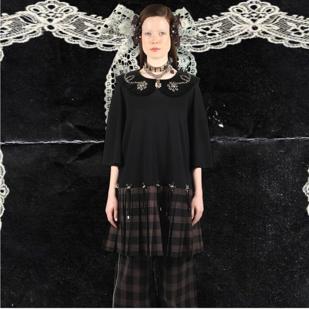 CHOPOVA LOWENA Black Saltos Kilt Minidress